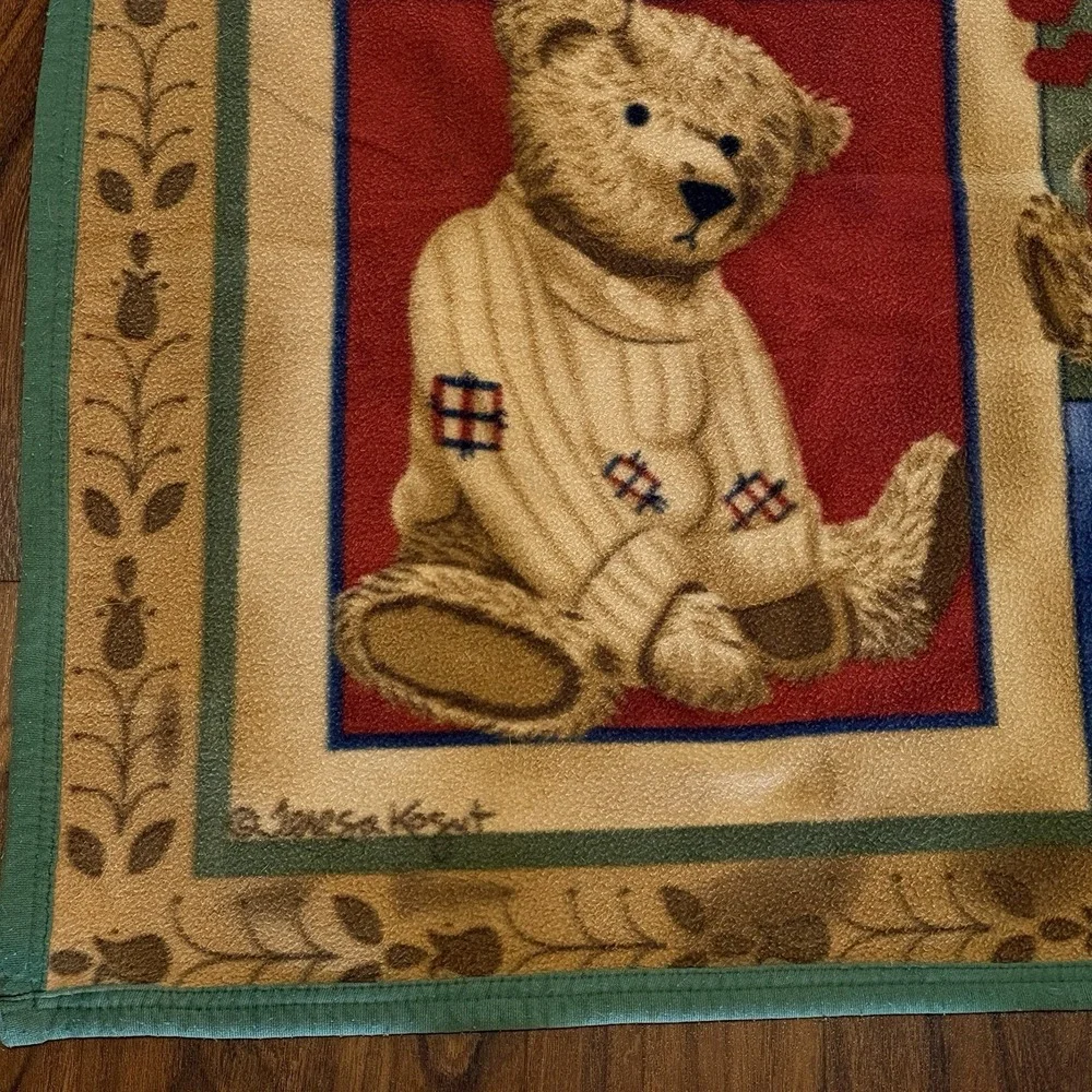 Vintage Teresa Kogut Old Friend Teddy Bear Throw Blanket‎ Cottagecore 47x61